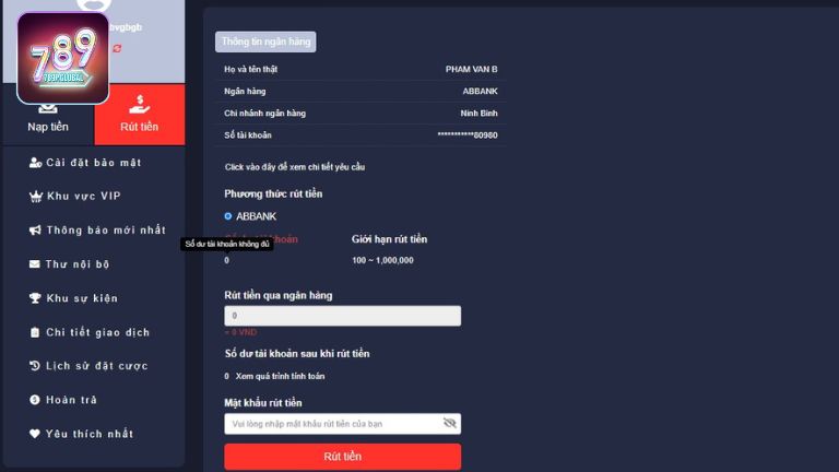 Lưu ý khi giao dịch rút tiền tại 789P